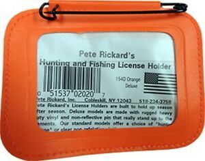 Pete Rickard 154D Hunting License Holder Orange 3.5&#034; x 4.5&#034;