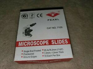 Pearl 72 Clear Glass Ground Edges Microscope Slides Cat Np. 7105