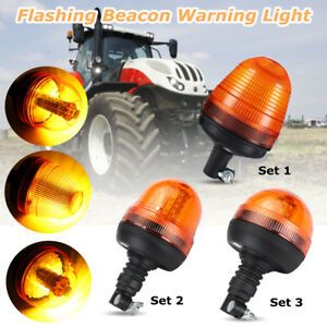 LED Tractor Warning light Rotating Flashing Amber Beacon Flexible DIN Pole Mount