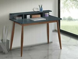 Roskilde Storage Wood Office Desk Gray/Blue