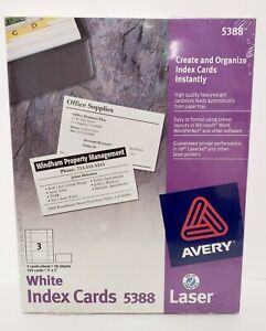 Avery Laser/Inkjet Unruled Index Cards, 3 x 5, White, 150/Box (AVE5388)