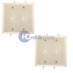 2x Wall Plate With Flexible Opening Cable Plate 2 Gang Ivory