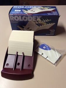 ROLODEX Burgundy Rotary Business Card File with 250 Ruled Cards New 67322
