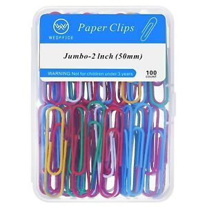 WEOFFICE Colored Jumbo Paper Clips - Large Size of 2 Inch(50mm) Paperclips fo...