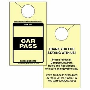 Car Pass Parking Permit Rearview Mirror Hang Tag for Campgrounds RV Parks Tra...
