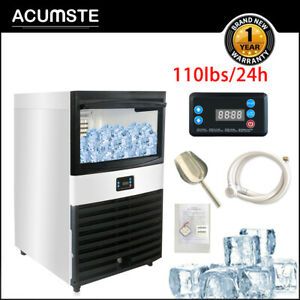 110lb/24h 45KG Commercial Ice Maker Stainless Clear Cube Machine Undercounter US
