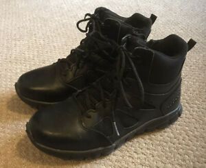 Reebok Memory Foam Insole Black Leather Tactical Ankle Boots/Shoes Men&#039;s Size 7M