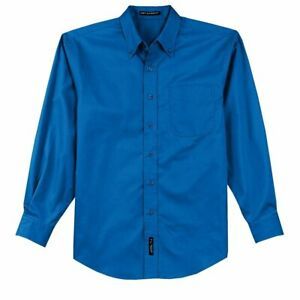 PORT AUTHORITY S608 LONG SLEEVE EASY CARE SHIRT RESTAURANT CHEF BLUE  (3 Pack)