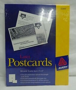 Avery 4&#034;x 6&#034; Postcards White #5389 InkJet, 24 sheets for 48 Cards, open