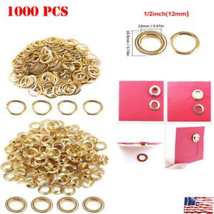 1/2in Brass Grommets Eyelets with Washers Kit for Fabric Curtains Leather Craft