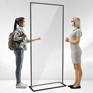 Floor Standing Sneeze Guard 82.6&#034;H x 34.3&#034;W- Clear Plexiglass Partition Divid...