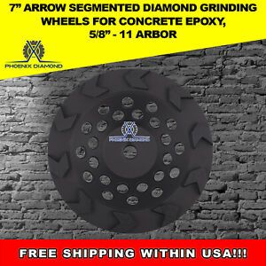 7&#034; Arrow Segmented Diamond Grinding Wheels For Concrete Epoxy 5/8&#034;-11 Arbor