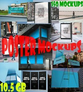 150 MOCKUPS FOR POSTER &amp;STREET ADS TO PRESENT YOUR PHOTOSHOP DESIGNS,PSD FORMAT