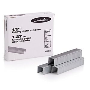 Heavy Duty, 1/2&#034; Length, 90 Sheet Capacity, 100/Strip, 1000/Box, 1 Pack , Silver