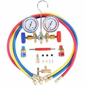 JIFETOR 3 Way AC Manifold Gauge Set HVAC Diagnostic Freon Charging Tool for A...