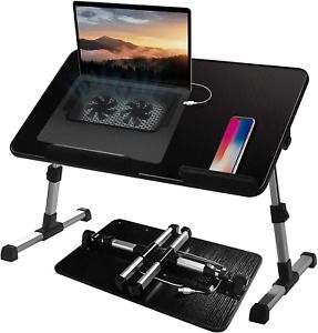 Adjustable Lap Desk with Cooling Fan, Proglobe Lapdesk with Fans, Laptop Stand w