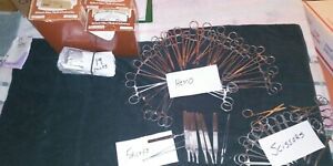 Big Lot Of Medical Instruments Hemostats,Forceps,Scissors And Suture Needles