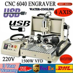 4Axis 6040 Engraving Mill Machine Engraver Cutter CNC USB Router Drilling 1.5KW