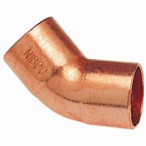W01340T Pipe Fitting, Elbow, 45 Degree, Wrot Copper, 1/2-In.