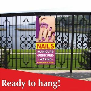 NAILS Vinyl Banner / Mesh Banner Sign Manicure Pedicure Waxing Beauty Salon