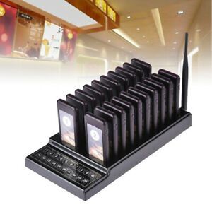 Wireless Paging Equipment Chargeable 1 Transmitter+20 Call Coaster Pagers Tools