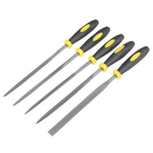 5Pcs Smooth Cut Steel Needle File Set with Plastic Handle, 4mm x 160mm
