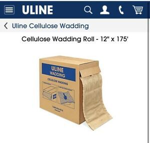 NEW Uline Cellulose Wadding Roll Cushion Wrap 12”x175” Alternative Packaging