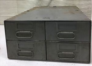 Vtg Industrial Steel Record Files, 4 Drawer, Record Files Inc., Wooster Ohio