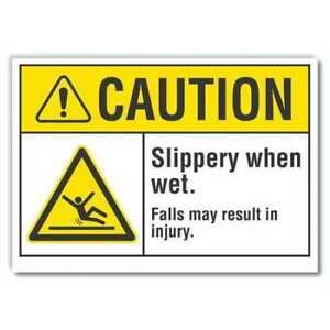 LYLE LCU3-0018-RD_14x10 Caution Sign,Self-Adhesive Vinyl,10 in H