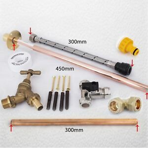 Professional Outside Garden Tap kit with THRU WALL Hozelock DIY Fit GT6 450mm