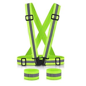 2-Pack Adjustable Safety Running High Visibility Reflective Vest Gear Strap Belt