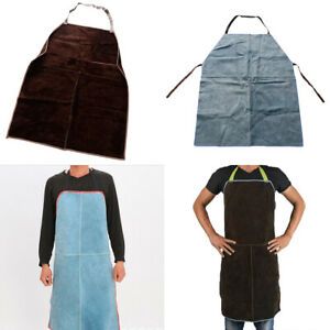 Heat Resistant Cowhide Leather Welding Bib Apron Freely Adjust Tightness for