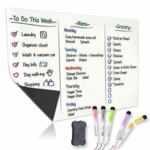 YBINYNA Magnetic Dry Erase Whiteboard Sheet for Refrigerator 17x12 Inches wit...