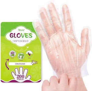 Disposable Gloves, 200 Pcs Plastic Gloves for Kitchen Cooking Cleaning Food Hand