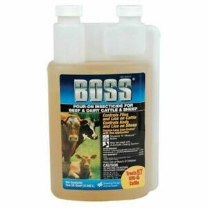 Boss Insecticide Pour-On Cattle Dairy Sheep 32 oz Lice fly Treatment