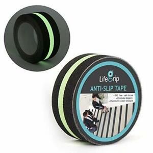 Anti Slip Traction Tape with Glow in Dark Green Stripe, 2 2 inch X 30 feet Tape