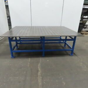 1&#034; Ground Top Steel Fabrication Layout Welding Table Work Bench 98x70x31&#034;High