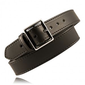 Boston Leather Garrison Belt Stitched 36&#034; Brass Plain Black
