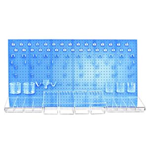 24 In. H X 48 In. W Blue Pegboard Wall Organizer Kit With Hooks And Bins For Gar