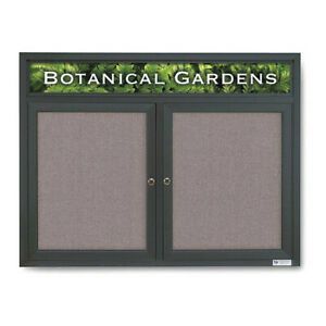 UNITED VISUAL PRODUCTS UV3305-BLACK-SURF Corkboard,Hdr,Fbrc,Blk/Surf,2 Dr,42x32&#034;
