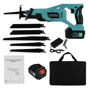 Cordless Electric Reciprocating Saw 5 Blades Wood Metal Cutting Recip Hand Held.