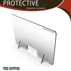 Sneeze Guard Acrylic Shield Barrier - 32&#034; x 24&#034; Durable Plastic Shield Desk