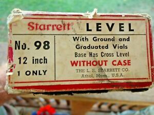 Vintage  Starrett No. 98 12 Inch Level Excellent condition.