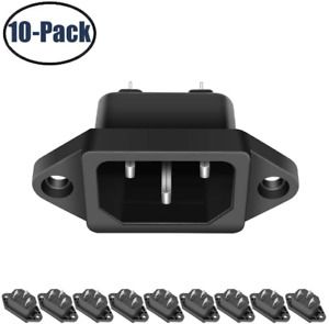 10 Pack AC 250V 10A IEC 320 C14 Panel Mount Plug Adapter Power Connector Socket