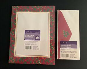 Christmas Stationery Hallmark Printer Paper matching Envelopes new red gold