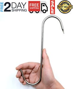Meat Hook Heavy Duty S Hooks 10&#034; Stainless Steel Processing Butcher For 4 Pack