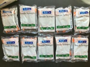 Reli On Insulin Syringes 1ml 8mm Length 31ga Lot of 10 NEW Sealed Packs of 10