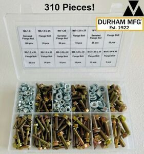 310 pcs 10.9 Metric Flange Screw Frame Bolt &amp; Serrated Flange Nut Assortment Kit