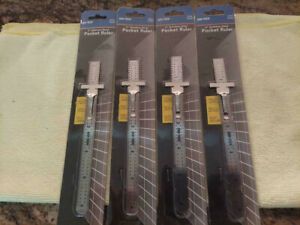 4 Pack, Cen Tech, Item 93684, 6” Stainless Steel Pocket Ruler, New