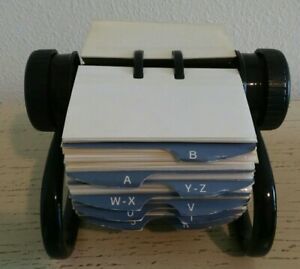 Black Rolodex Rotary Flip File w 250 Original Cards Plastic covers and A-Z Tabs